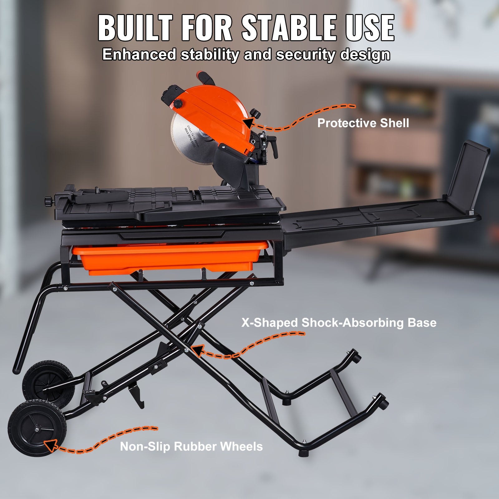 Wet Tile Saw with Stand Tile Cutter 10-Inch 65Mn Steel Blade 4500 RPM