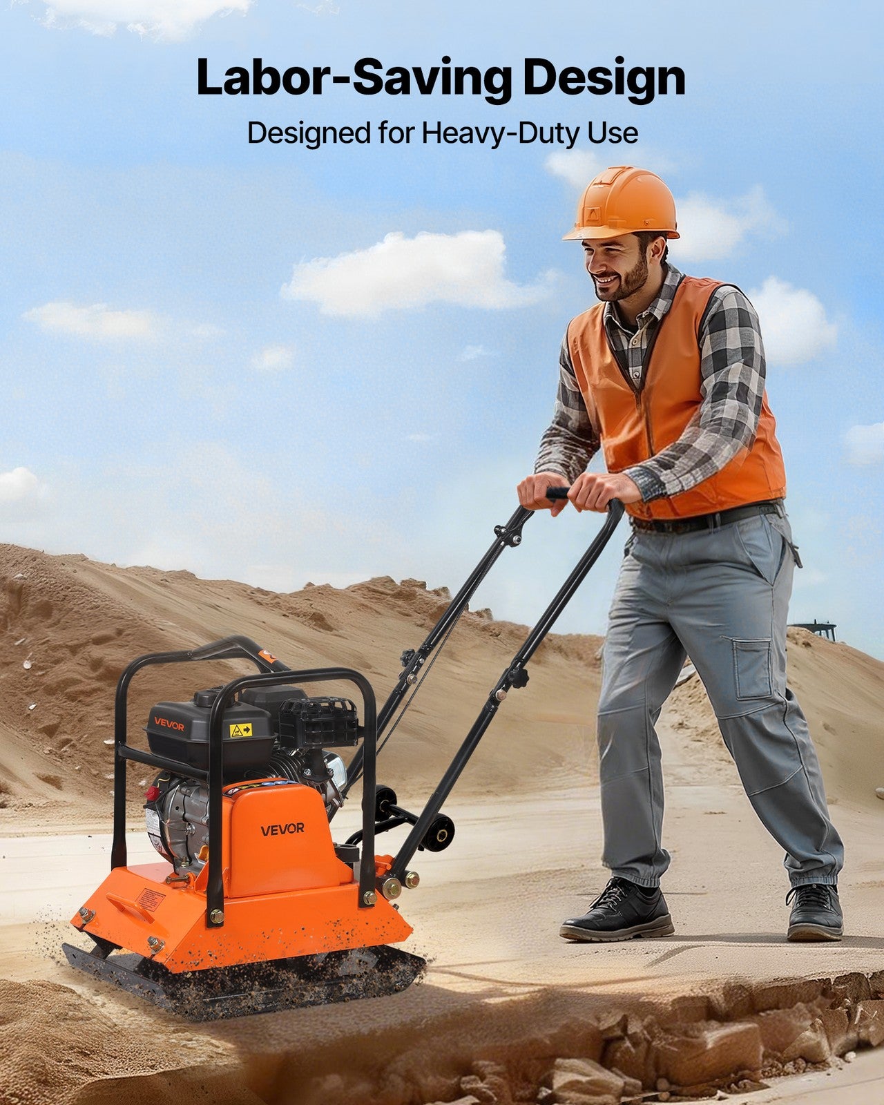 VEVOR 6.5HP Plate Compactor 5700VPM 4047Lbs Vibrating Ground Rammer for Asphalt