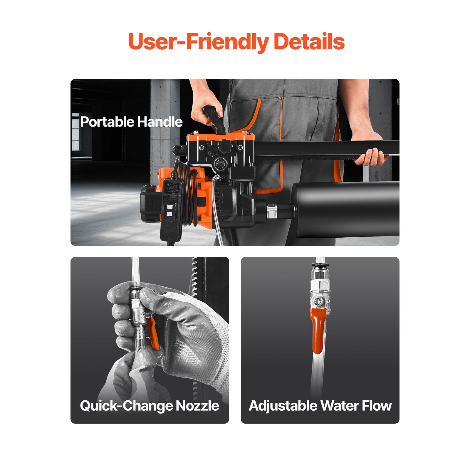 Diamond Core Drill Machine Concrete Core Drill Rig with Stand 8 in 3000W