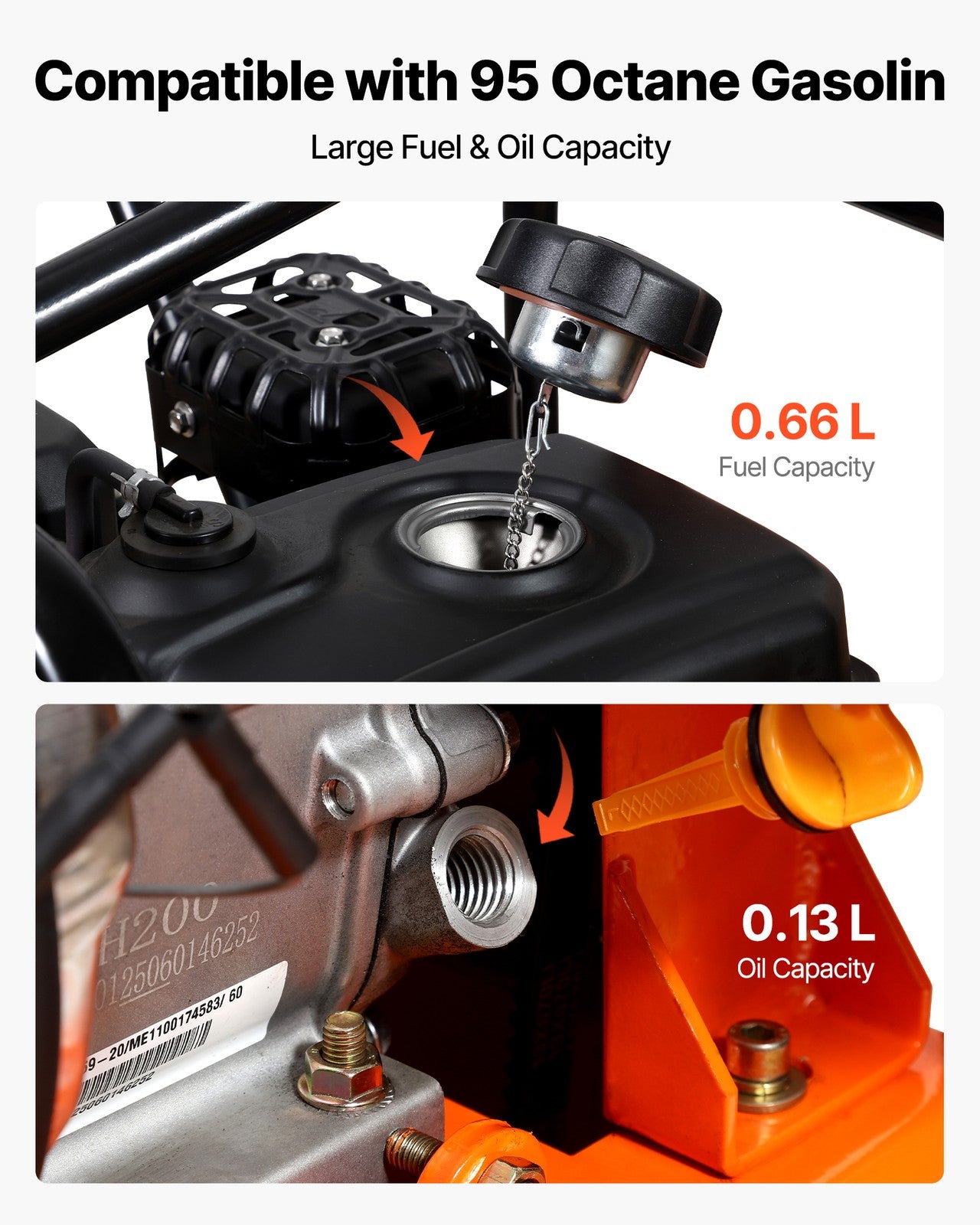 VEVOR 6.5HP Plate Compactor 5700VPM 4047Lbs Vibrating Ground Rammer for Asphalt