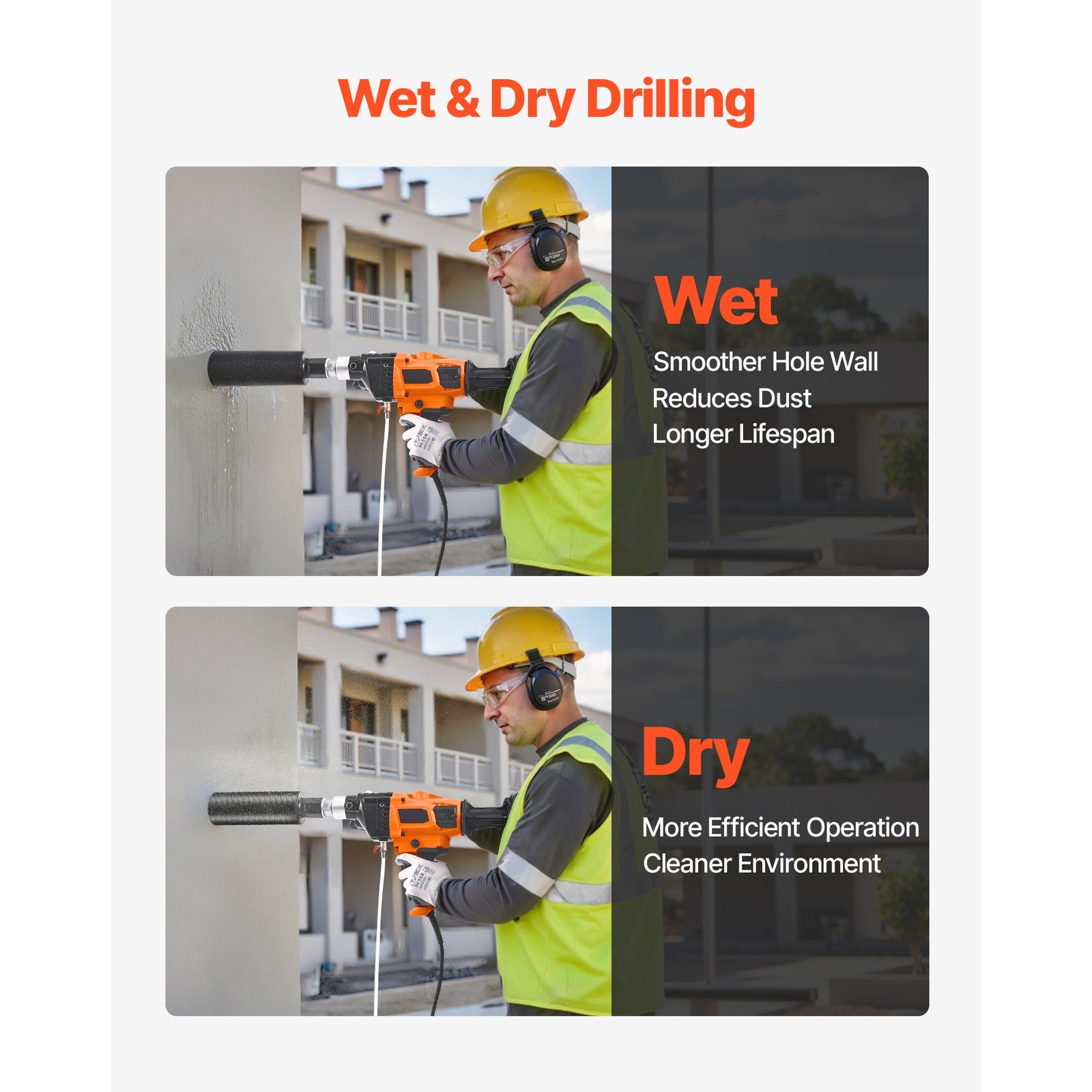 Diamond Core Drill Machine Handheld Concrete Core Drill Rig 6.3 in 2000W