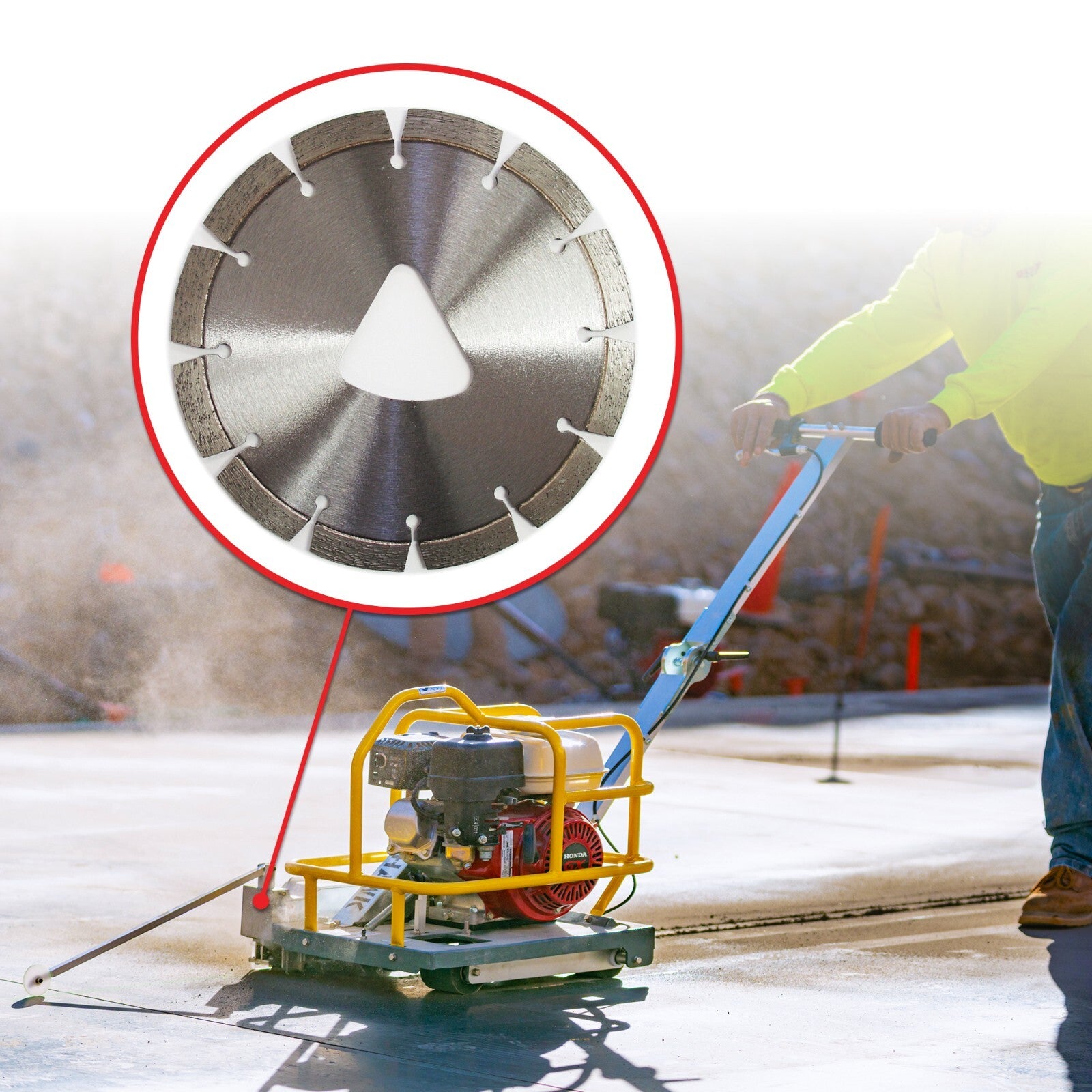 Green Concrete Saw 6" Early Entry Soff Cut Walk behind Honda 3.5HP Cement Cutter